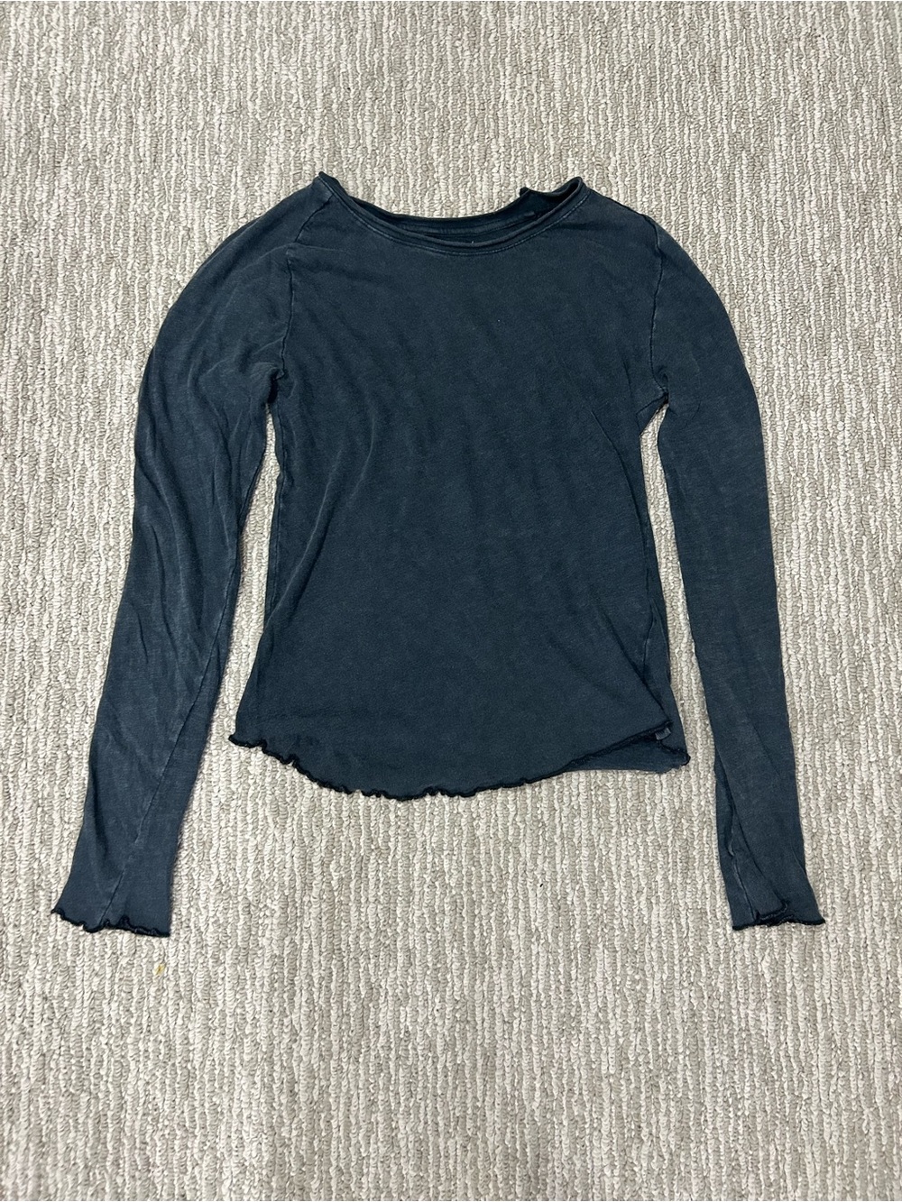 Free People We the Free NWOT Women’s Long Sleeve Black Ribbed Crew Neck Top